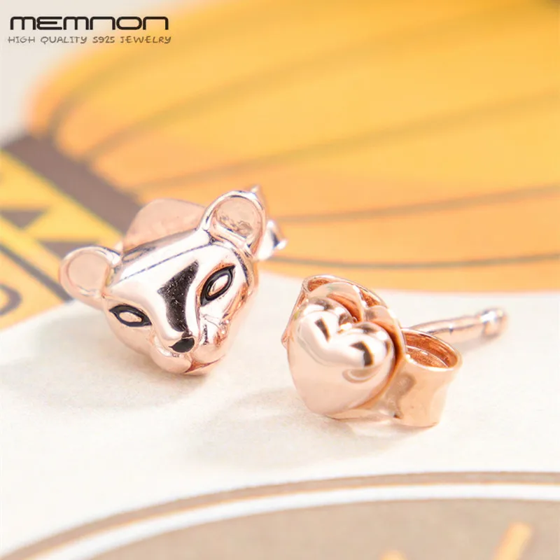 Женские серьги-гвоздики из серебра 100% пробы с розой львом и сердцем | Украшения