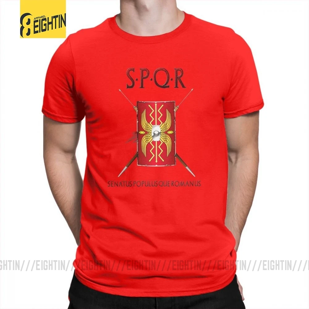 SPQR футболки, хлопок, Классическая футболка с коротким рукавом, новинка, Круглый ворот, мужские футболки, большой размер, принт, дышащие, Новинка - Цвет: Красный