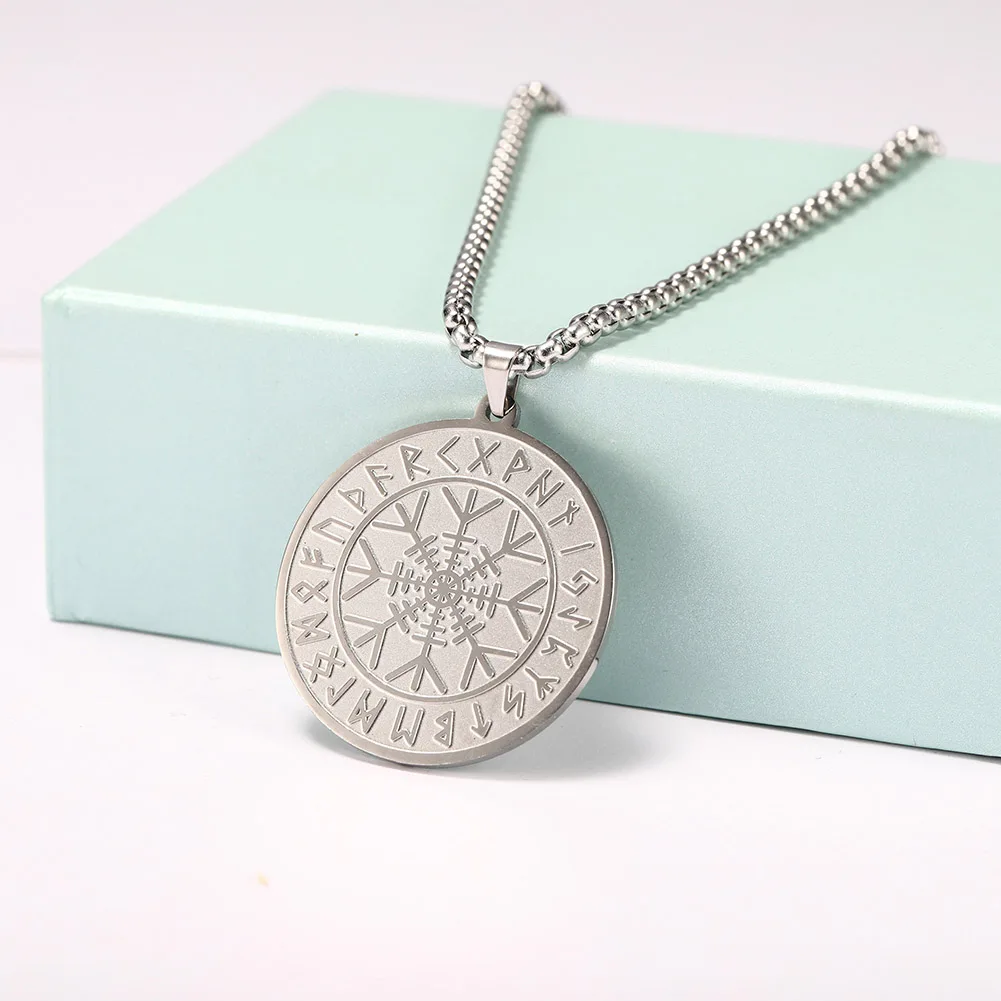 COOLTIME Sunwheel Runes Pendant Necklace for Men Stainless Steel Jewelry Viking Chain Necklaces Collares De Moda 2022 Wholesale | Украшения