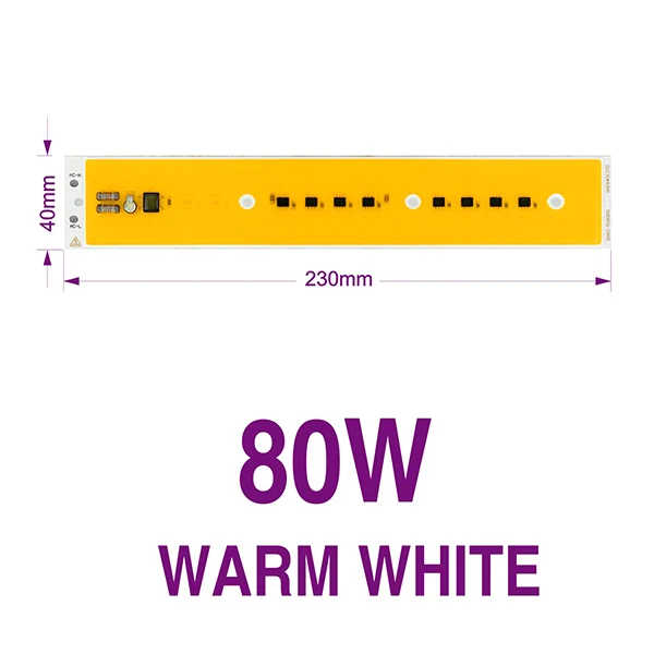 Warm White 80W Светодиодный COB чип полный спектр холодный теплый белый светодиодный COB бисер 30 Вт 50 Вт 80 Вт AC220V Smart IC Fitolamp для DIY наружного прожектора роста - Испускаемый цвет: Warm White 80W