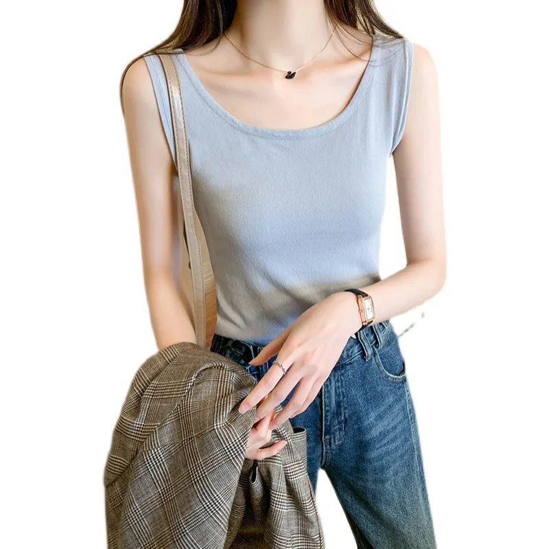 

Summer Casual Vintage Square Collar Slim Knit Camisole Women's Tank Tops Female Summer Outerwear Pullover Femme Shirt