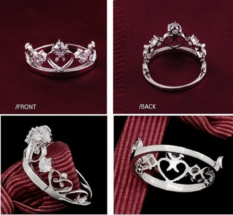 Серебряное ювелирное изделие корона кольца для женщин модное Кристальное кольцо