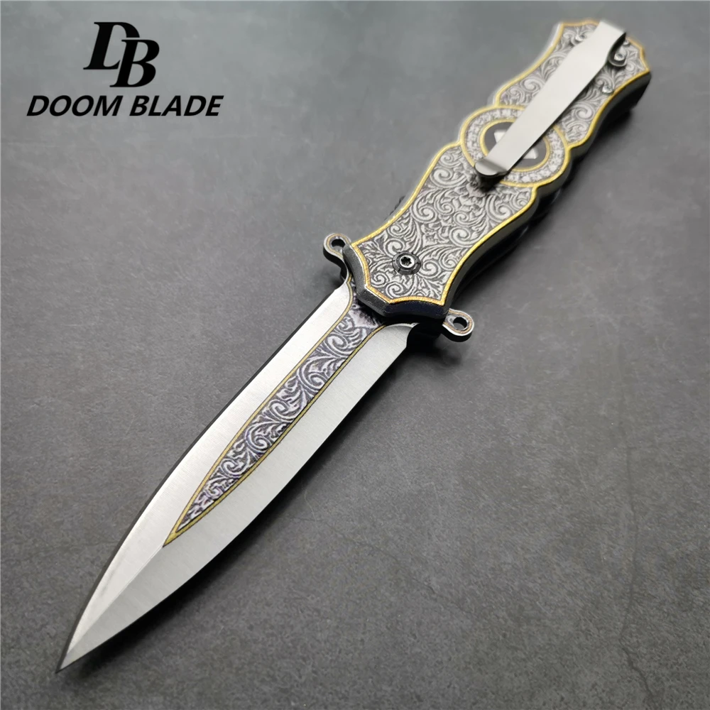 202 мм (8 ') 56HRC складной нож 5CR13 лезвие стальная ручка шарикоподшипник для охоты на