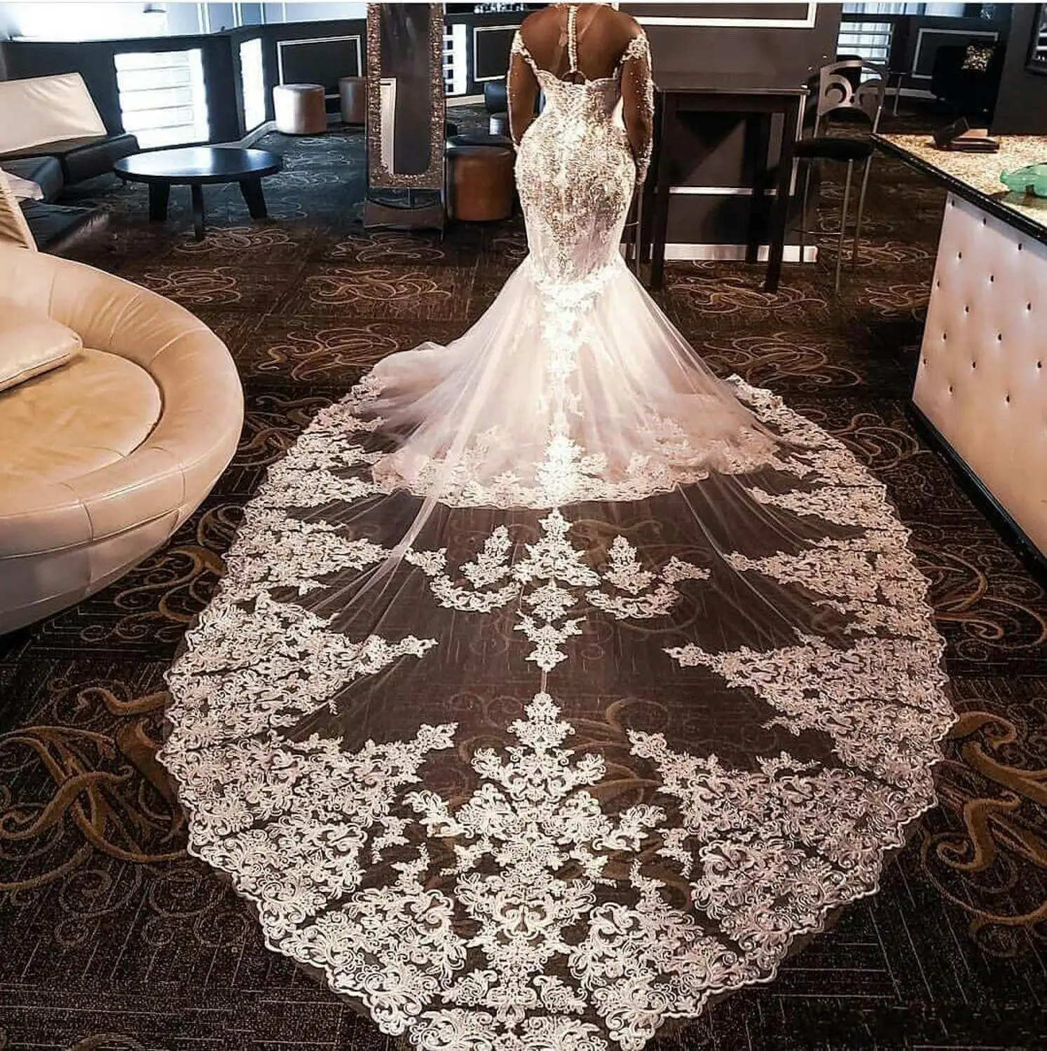 Роскошное Свадебное платье с кристаллами и бусинами Robe De Mariee иллюзионное