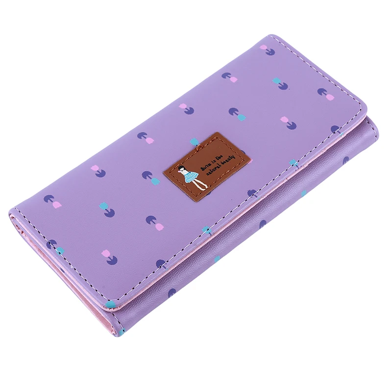 

Carton Wallet Female Zipper And Hasp Lady Card Holder Purse Fresh PU Leather Female Clutch Long Wallet For Girls