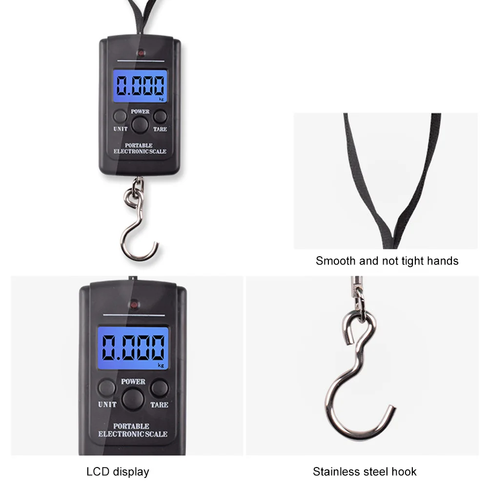 

40kg 88lb Portable Digital Handy Hanging Kitchen Scales With Backlight Portable Luggage Suitcase Weighting Fishing Scale Tool