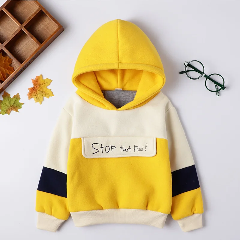 Футболка одежда Детский утепленный свитер с плюшевой подкладкой теплый топ для