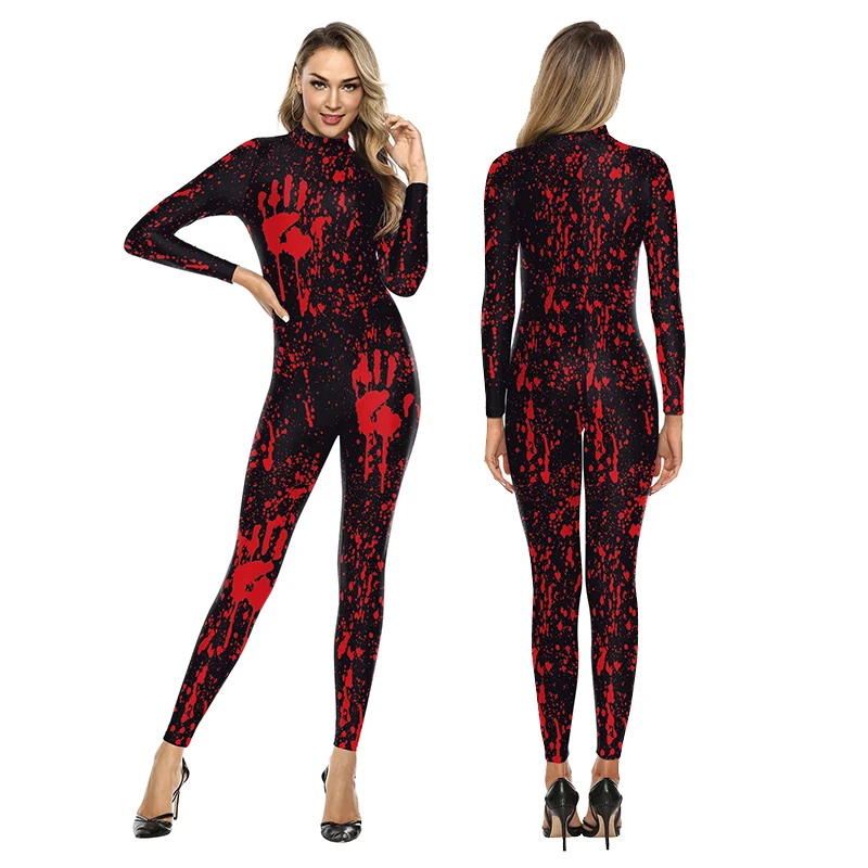 

Взрослый Косплей костюмы красный с принтом в виде граффити; Комбинезоны для женщин пикантные узкие эластичные колготки с длинным рукавом стройные модные боди