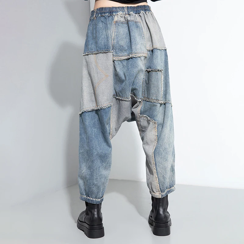 Винтажный дизайн женский весенний светильник синие блоки пэчворк эластичный