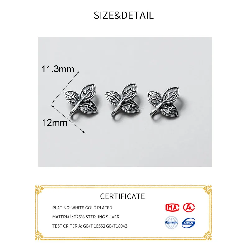 Кулон листья из тайского серебра 925 пробы для браслета|Ювелирные шармы| |