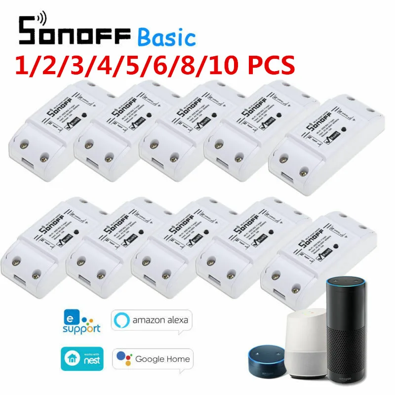 2/3/4/5/6/8/10 шт. SONOFF Basic Wi-Fi, переключатель для Alexa Google Home таймер 10A/2200W Беспроводной дистанционный переключатель умная Автоматизация модуль