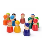 Игрушки Монтессори для друзей, колышки для кукол, деревянные игрушки, фигурки людей, экологичные, безопасные, для детей, 12 шт., набор в цветах радуги