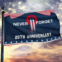 never forget 9 11 two towers 20th anniversary flag polyester double side flag with 2 metal grommet garden yard decor hogard