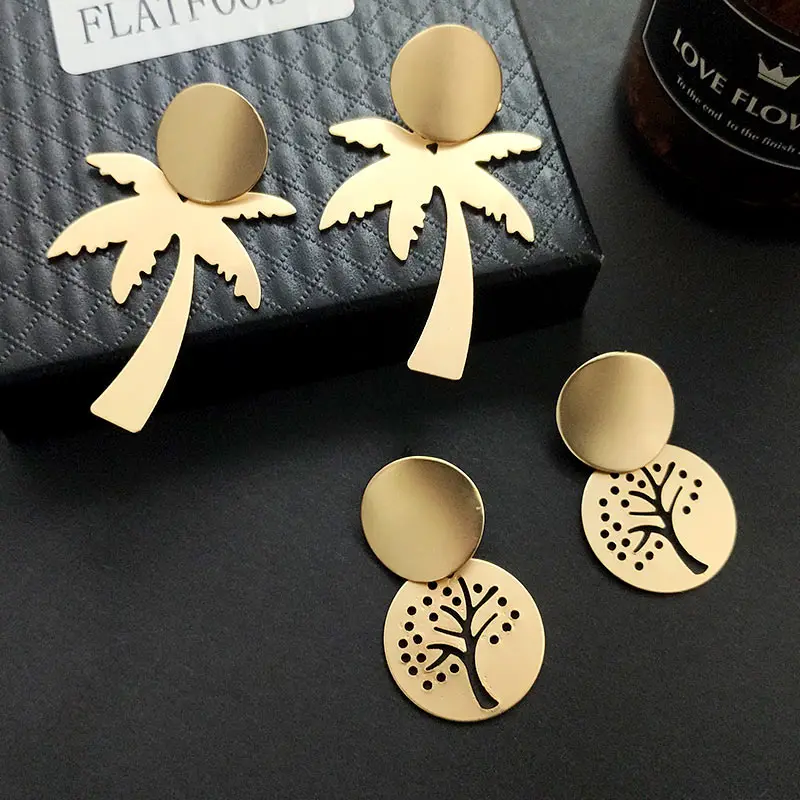 JJFOUCS модные Эффектные серьги 2020 НОВЫЕ геометрические полые растения золотые