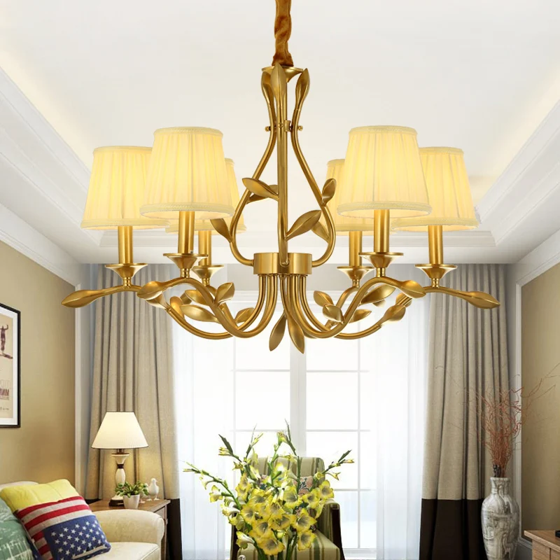 

Traditional Copper Chandeliers Lighting 10 arm Luxury Home Lighting Fixture Abajour Lustre Enfant Creative Hanging Lamp