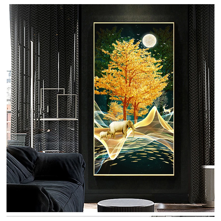 

Animal Scandinavian Digimon Nature Decorative Picture Room Decor Decoration Home f Baby Room 5-41 Canvas Painting Gold Elephant