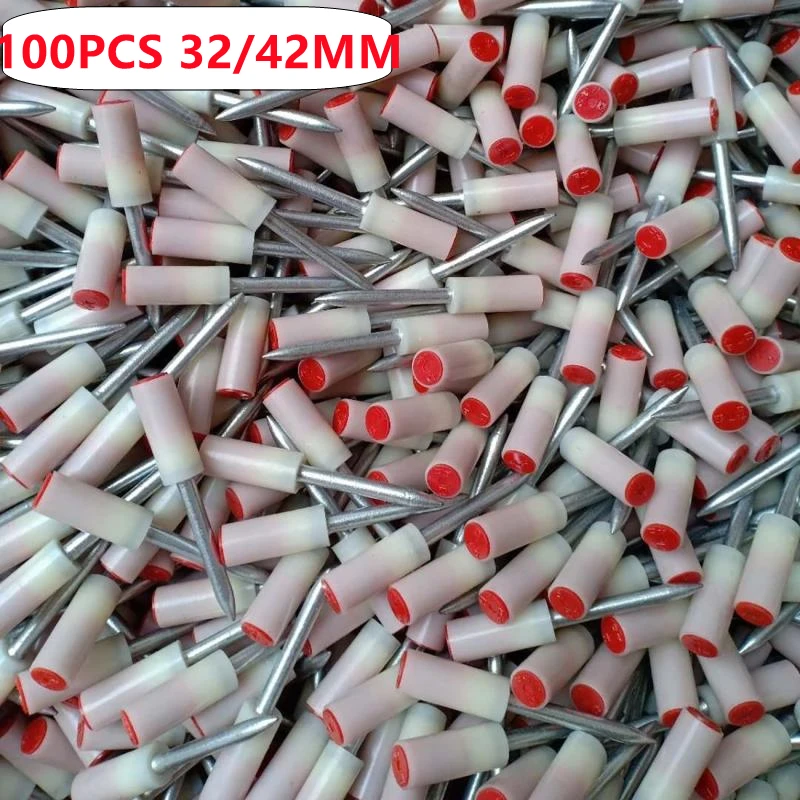 

100Pcs 32mm/42mm Tip Steel Nail Fits 8.5mm Nails Gun Ceiling Artifact Special Silencer Integrated Nail Gun Fire Nail