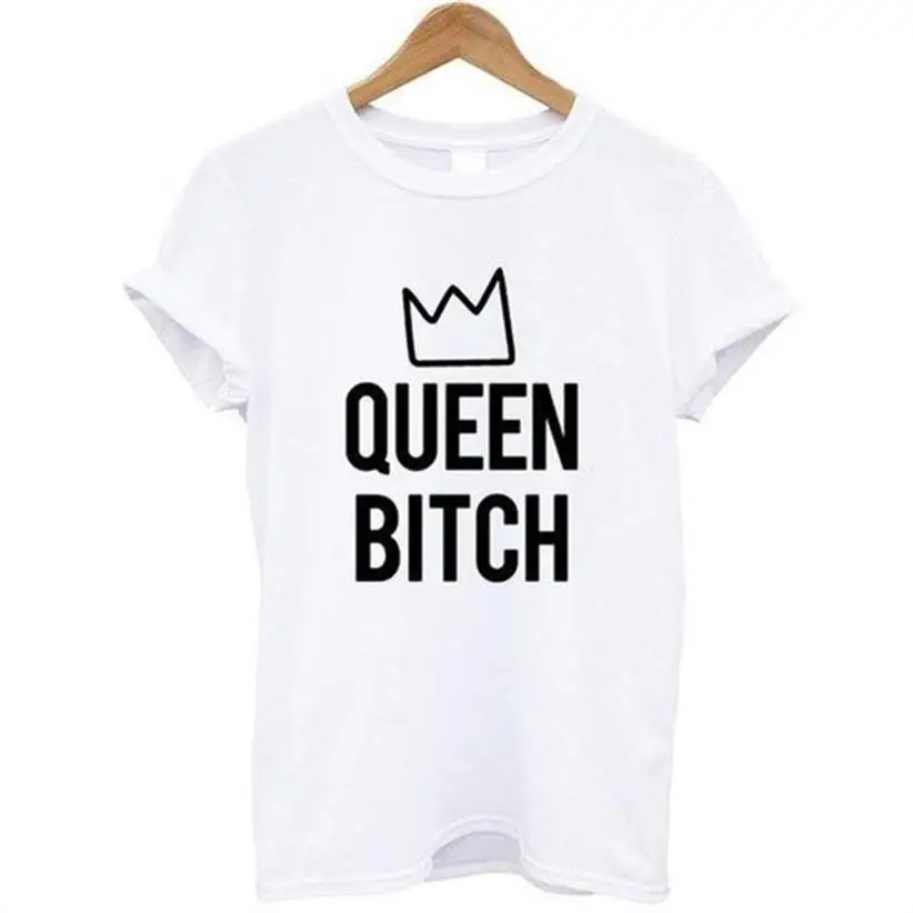 

Fashion Queen Bitch Letters Print T-Shirt For Women Short Sleeve 100% PremiumCotton Tshirt Top Plus Size Summer Tops Streetwear
