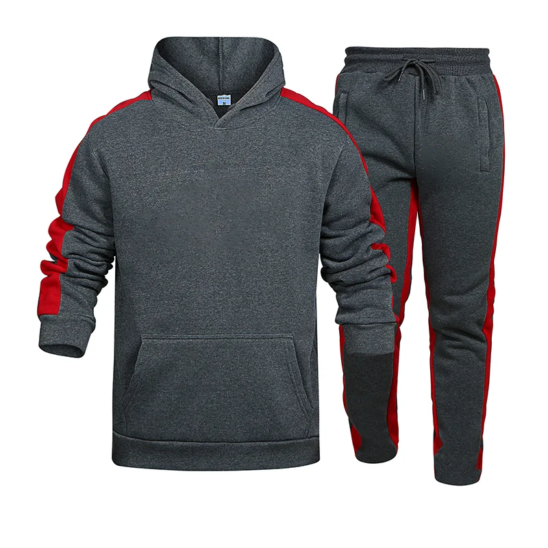 2021 Men's Tracksuit 2 Pieces Set Sweatshirt + Sweatpants Sportswear Zipper Hoodies Casual Male Streetwear Suits Mens Clothing