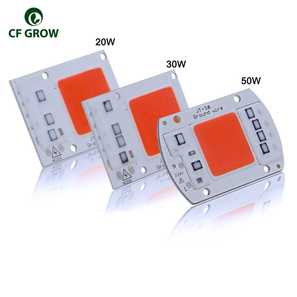 5pcs Full Spectrum LED Grow Light Chip DIY 220V AC COB 380~780nm Actrual Power 20W 30W 50W Replace Sunlight for Indoor Plants