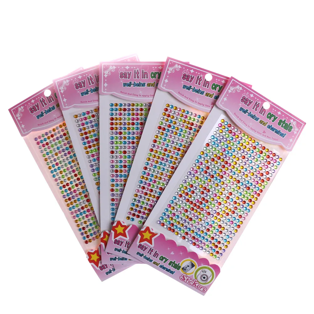 

2set 468pcs/1Set 4mm Self-adhesive Rhinestones Sticker Mobile Diy Full Color Crystal Diamond Scrapbooking Stickers Children Toys