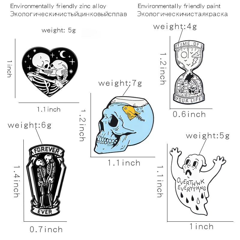 Темная Луна Звезда Скелет вампир эмалевые булавки на заказ Призрак песочные часы