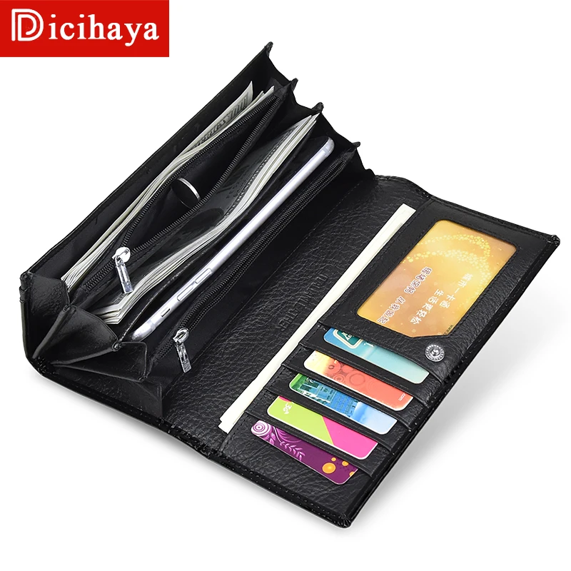 Кошельки DICIHAYA из натуральной кожи для женщин длинные дамские бумажники на
