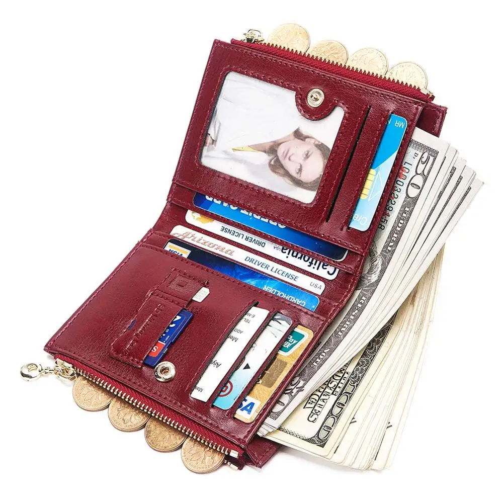 GZCZ Rfid кошелек из натуральной кожи Женский для монет модные короткие кошельки