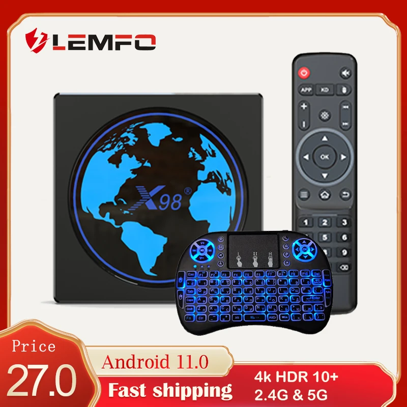 

LEMFO X98 Mini TV BOX Android 11 HD 4K Android TV Box Bluetooth 4G 64G Google Play Медиа-плеер Многоязычный Smart TV Box 2021 S905W2 Домашний ТВ-бокс