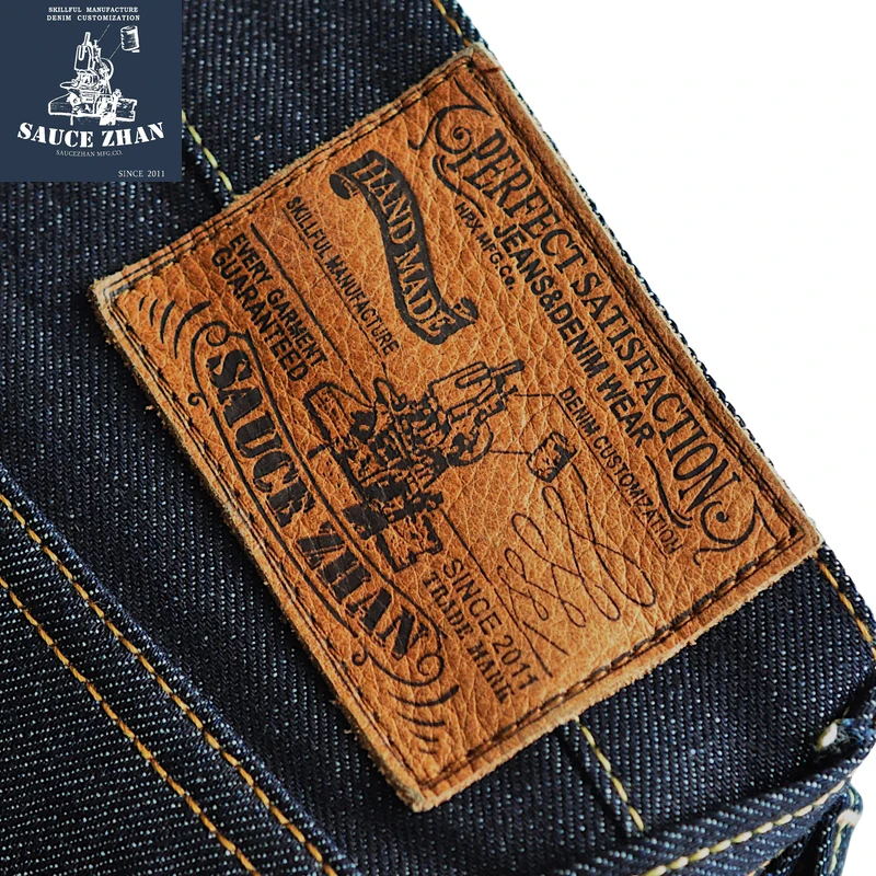 SauceZhan 310XX-JP Япония Okayama ткань Selvedge джинсы сырые джинсовые джинсы немытые синие джинсы Япония Мужские джинсы облегающие джинсы