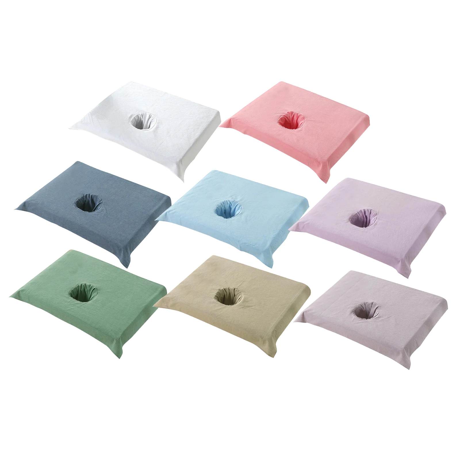 

Comfortable Cotton SPA Half Massage Table Sheet Breathable Beauty Bed Face Hole Towel 19.68x27.55inch