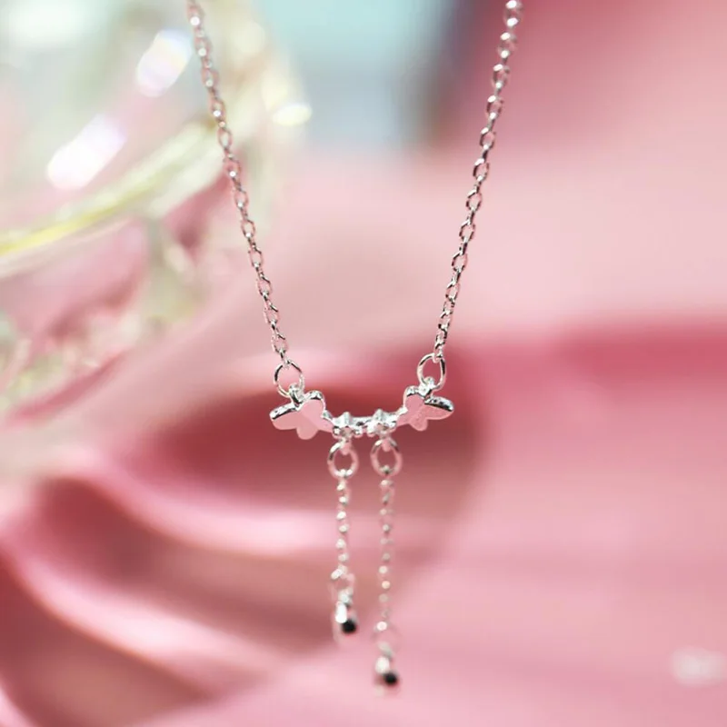 

KOFSAC Fashion 925 Sterling Silver Necklaces For Women Elegant Zircon Tassel Butterfly Pendant Girl Anniversary Fashion Jewelry