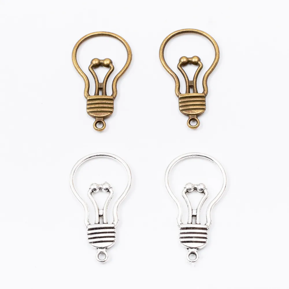 20 шт. 36*19 мм серебряный цветной светильник лампочка подвески металл античная