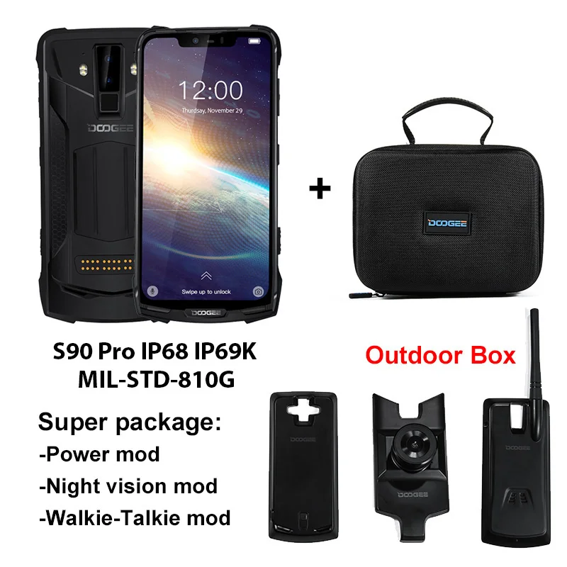 Super Package Doogee S90 Pro Helio P70 Восьмиядерный мобильный телефон 6 ГБ 128 ГБ модульный 6,18 FHD+ дисплей IP68/IP69K 4G LTE прочный смартфон - Цвет: Super Package