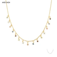 andywen 925 sterling silver sage zircon cz fox five zircon cz choker long chain necklace rainbow charm crystal wedding jewelry