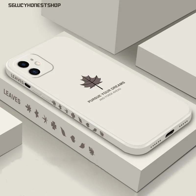 

For iphone 12 11 Pro Max Case Soft Liquid silicone Maple leaf Skin protect Back Cover Case For iphone XS Max XR 6 7 8 Plus