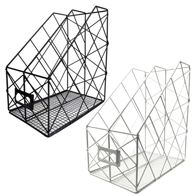 

New Iron File Storage Rack Home Office Desktop Book Magazine Finishing Rose Gold Table Accessories Organizer