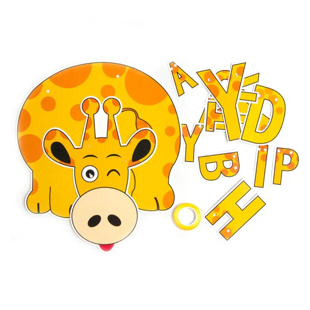 Декорации для дня рождения джунглей жираф подвесной баннер животные декор фона