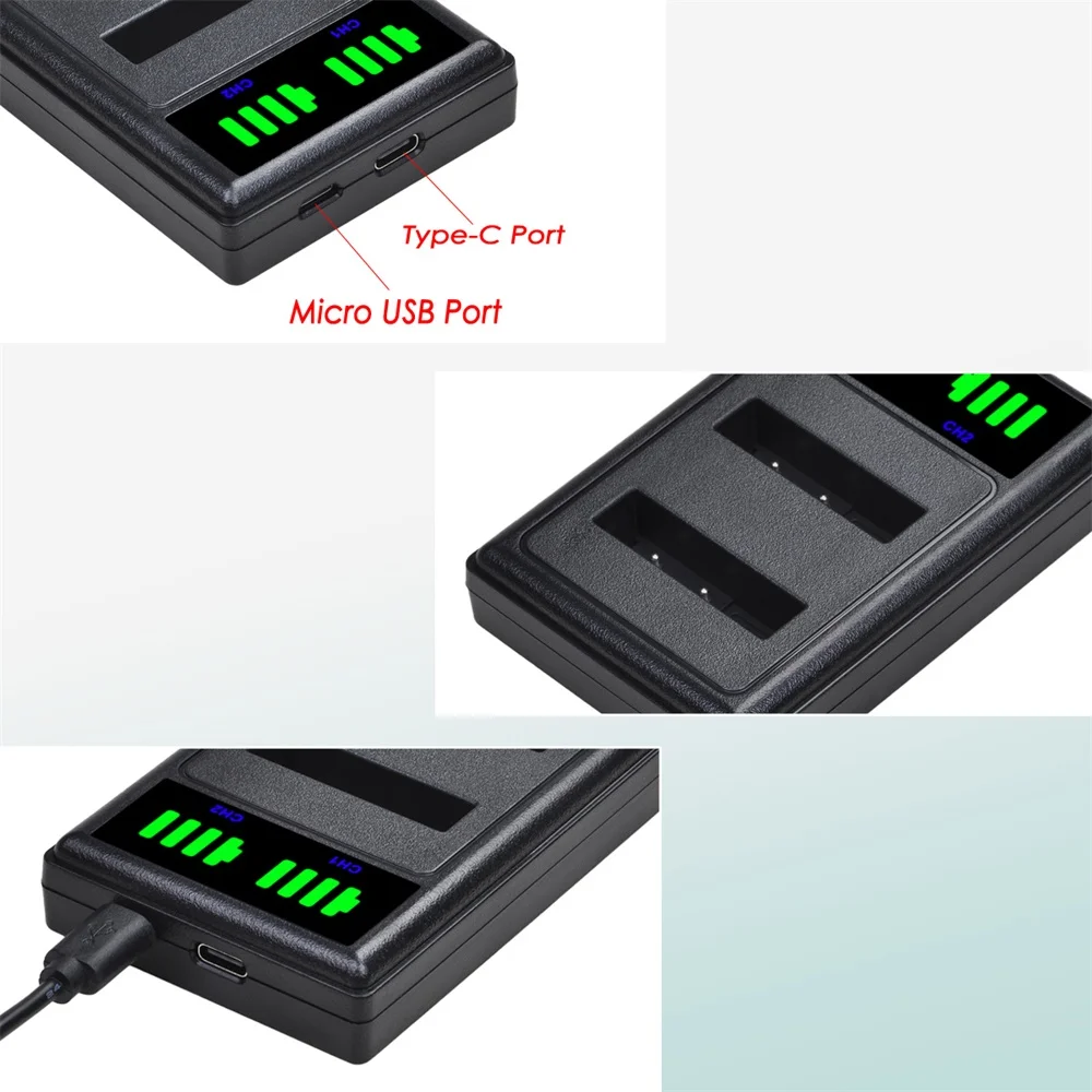 Двойное зарядное устройство с портом Type-c для аккумулятора Sony NP-FG1 BG1 NP-BG1 Cyber-Shot DSC