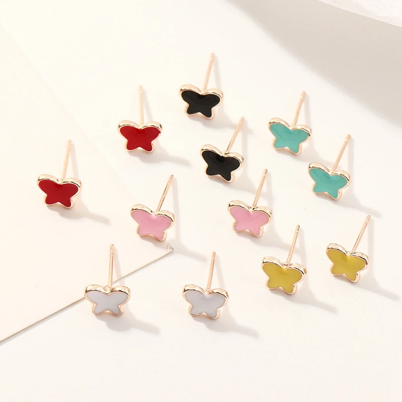

6 Pairs Butterfly Earring Female Simple Alloy Stud Earring Screw Ear Bone Nail Zircon Earrings Piercing Jewelry Women Girls Gift