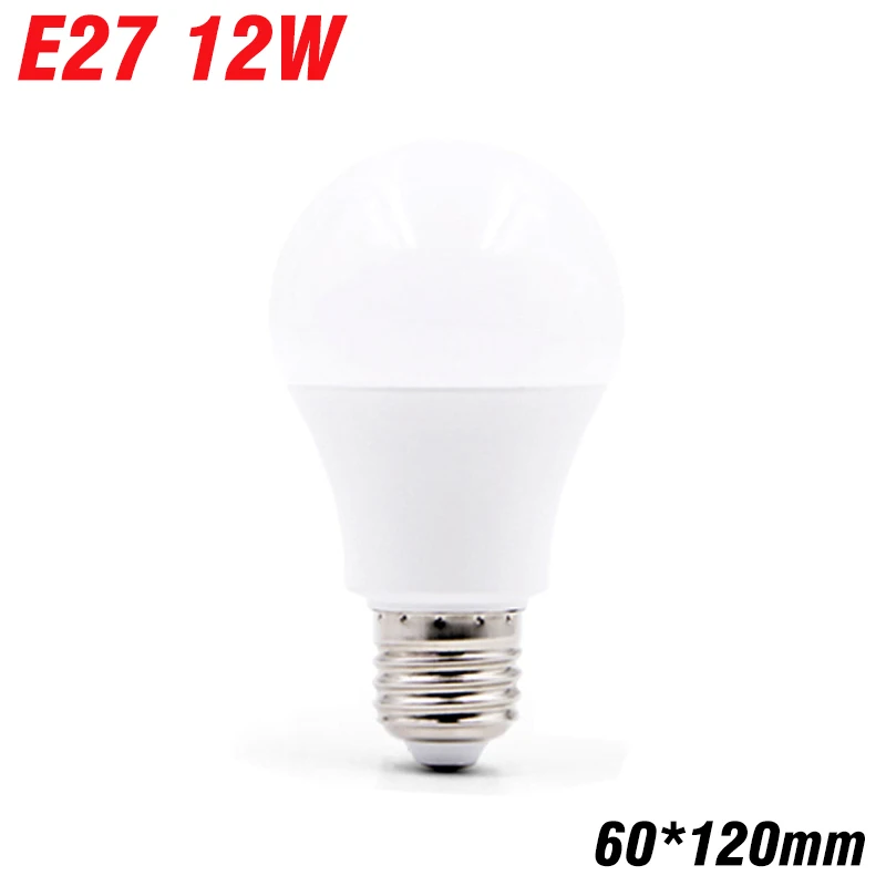 E27 12W 220V Bombilla светодиодный светильник E27, реальная мощность, 3 Вт, 6 Вт, 9 Вт, 12 Вт, 15 Вт, 18 Вт, 20 Вт, 220 В, светильник-свеча E14, высокая яркость, лампада, светодиодный светильник - Испускаемый цвет: E27 12W 220V