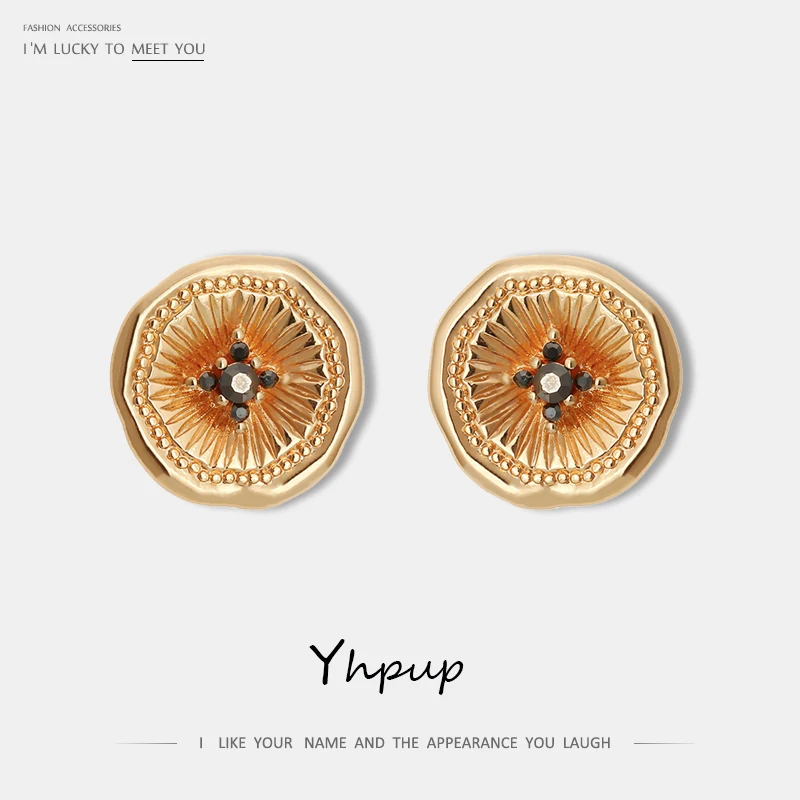 Женские Классические круглые геометрические серьги-гвоздики Yhpup винтажные