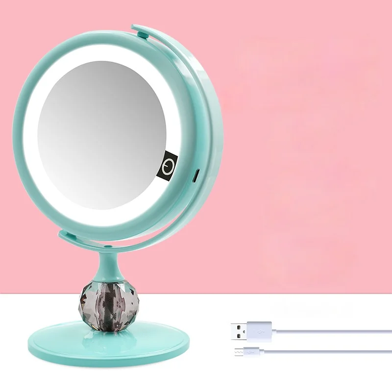 

Led Light Makeup Mirror Chargeable LED Face Mirror Adjustable Touch Dimmer USB Led Vanity Backlit Mirror Table Cosmetic Mirror