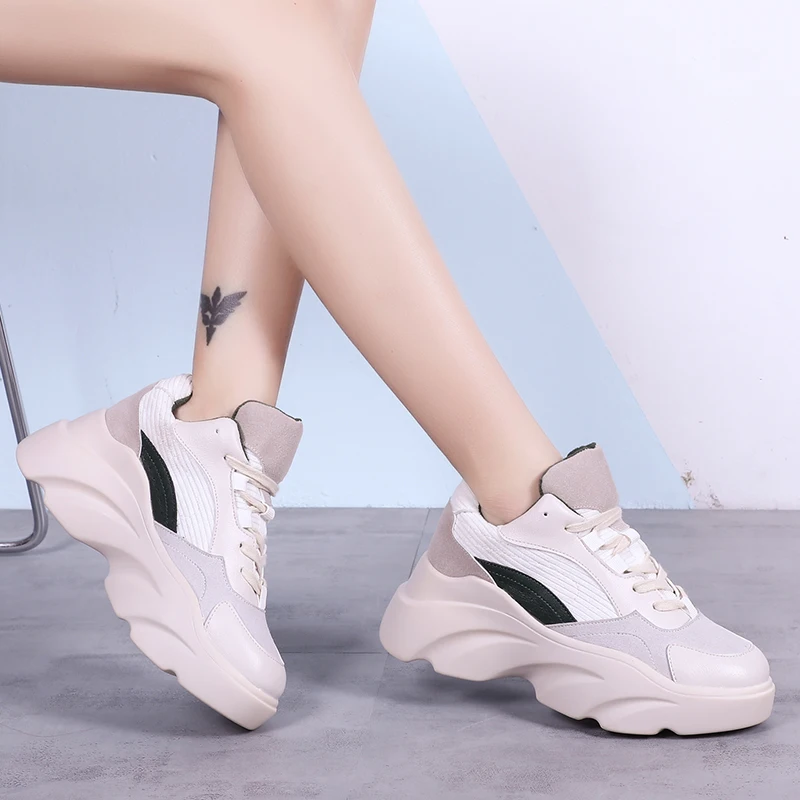 Женские кроссовки на толстой подошве спортивная обувь платформе для бега