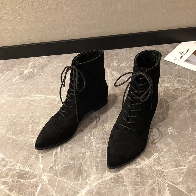 Low Heels booties Brand Women's Shoes 2020 Lady Boots Lace Up Chelsea Clogs Platform Fashion Ladies Rock Rubber | Обувь