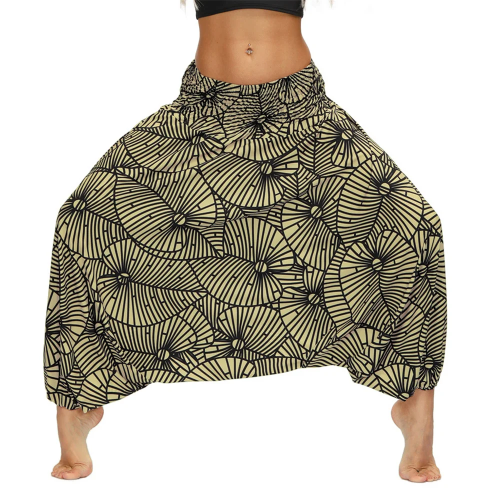 Женские брюки-шаровары в стиле бохо свободные брюки большого размера полоску с