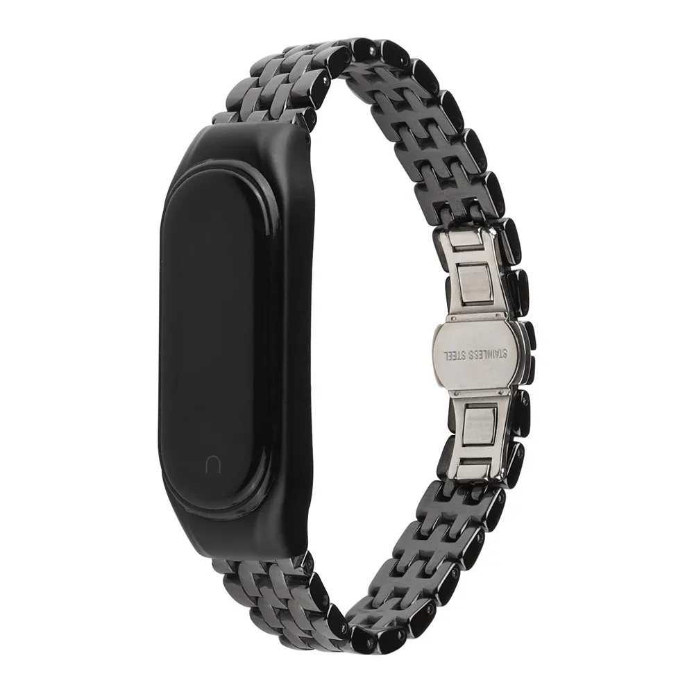 Luxury Ceramic Wistband for Xiaomi Mi Band 7 6 5 4 3 Watch Bracelet Replacement Strap for MIband Belt with Metal Bumper Frame