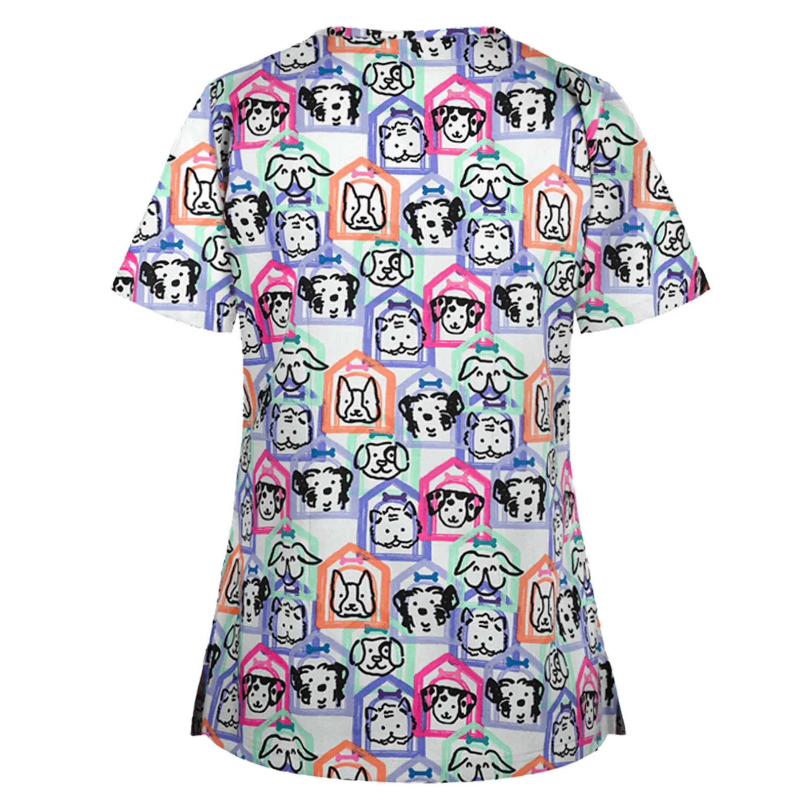 

2021 Cute Printing Working Scrubs Tops Pet Grooming Uniforms Cartoon Beauty Salon Work Clothing Pet Beauty Uniform High Quality