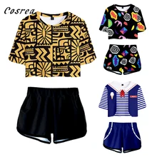 Stranger Things 3 Cosplay T Shirt Shirts + Shorts Sets Girls Eleven costume T-shirt Short Sleeve Womens Sportswear Harajuku Tees