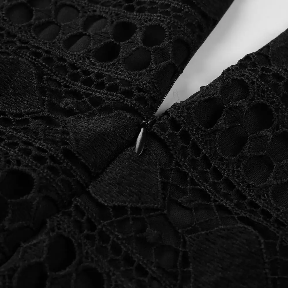 

Women summer solid Lace Long Sleeve Party Bandage beach mini Dresses black white red
